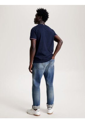 Camiseta Ribeteada De Corte Slim Hombre Azul Tommy Hilfiger