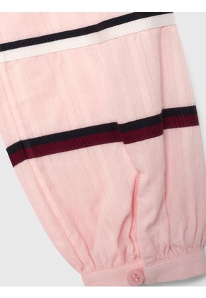 Vestido Rosa De Algodón Con Cinta De Detalle De Franja Global Tommy Hilfiger
