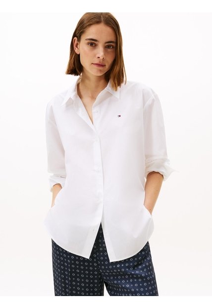 Camisa Blanca De Popelín Con Corte Oversize Tommy Hilfiger