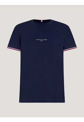 Camiseta Ribeteada De Corte Slim Hombre Azul Tommy Hilfiger