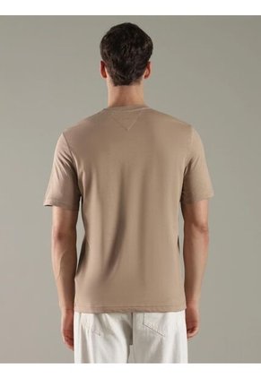 Camiseta Beige De Cuello Redondo Con Logo Gráfico Tommy Hilfiger