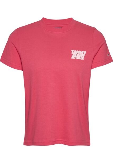 Camiseta Rosa De Cuello Redondo Con Logo Tommy Jeans