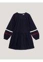 Vestido Azul De Algodón Con Cinta De Detalle De Franja Global Tommy Hilfiger de Tommy Hilfiger