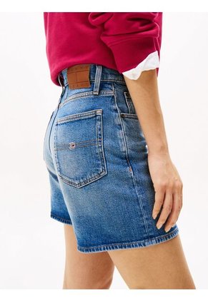Bermudas Azul Denim Mom De Corte Regular Tommy Jeans