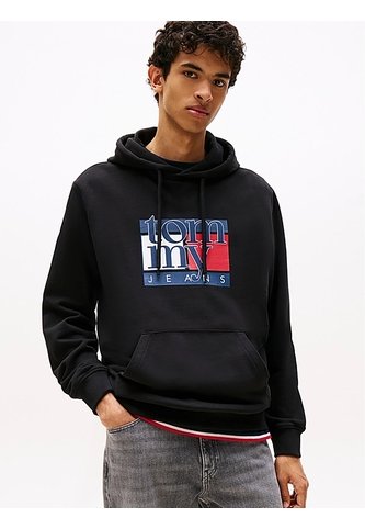 Buzo Negro Con Capota Y Logo Tommy Jeans Tommy Hilfiger