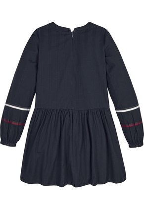 Vestido Azul De Algodón Con Cinta De Detalle De Franja Global Tommy Hilfiger