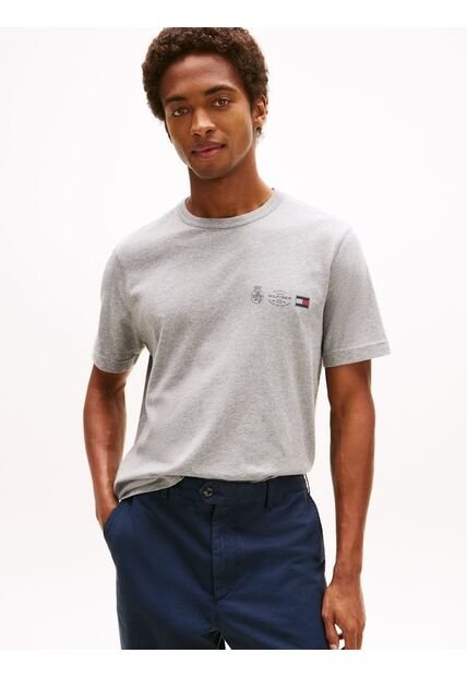 Camiseta Gris Con Logo En Forma De Escudo Tommy Hilfiger