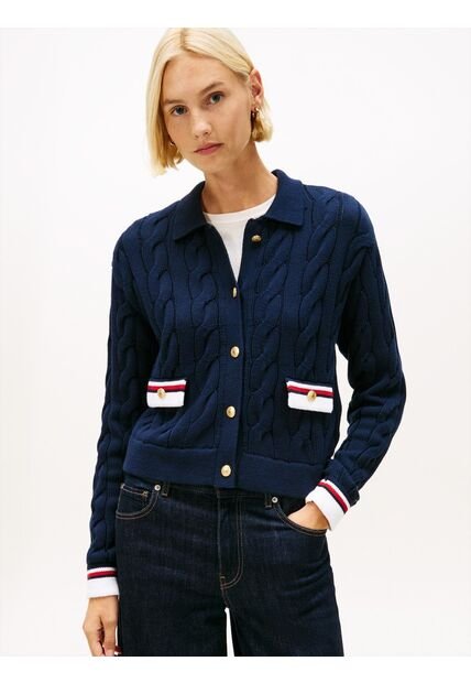 Cárdigan Azul Con Botones Dorados Tommy Hilfiger