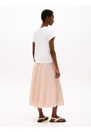 Camiseta Blanca De Cuello Redondo Con Logo Bordado Tommy Hilfiger