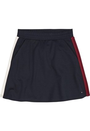 Falda Azul De Estilo Skater En Punto Roma Con Franja Global Stripe Tommy Hilfiger