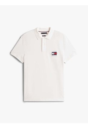 Polo Blanco De Corte Regular Con Logo Gráfico Tommy Hilfiger