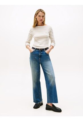 Saco Blanco De Cuello Barco Con Diseño De Rayas Tommy Hilfiger