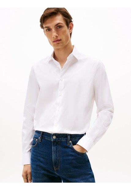Camisa Blanca Smart Casual Con TH Flex Tommy Hilfiger