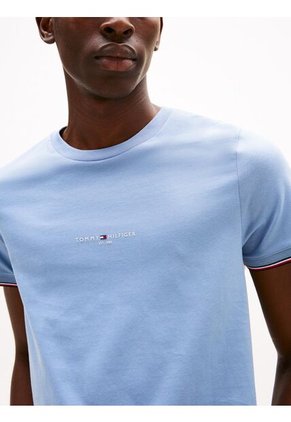 Camiseta Azul De Punto Con Corte Slim Tommy Hilfiger