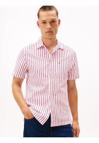 Camisa Roja Seersucker De Corte Regular Con Diseño De Rayas Tommy Hilfiger Tommy Hilfiger
