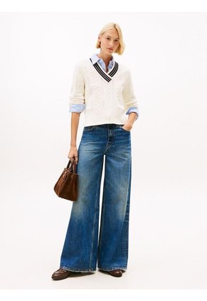 Saco Blanco De Cuello V Con Tejido Cricket Tommy Hilfiger