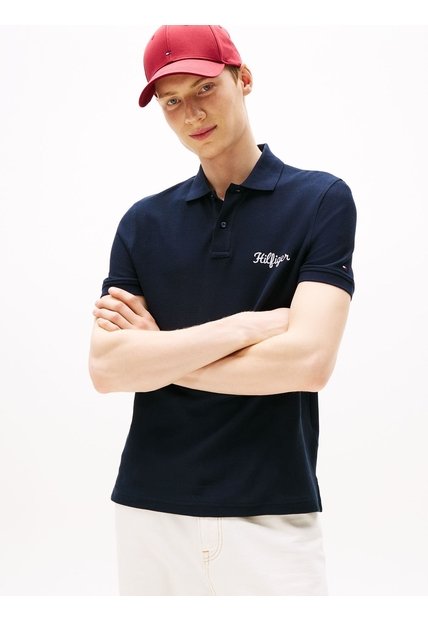 Polo Azul De Corte Regular Con Logo Gráfico Tommy Hilfiger