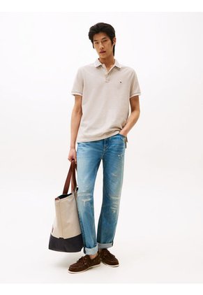 Polo Beige De Corte Regular Con Logo Tommy Hilfiger