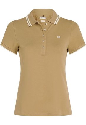 Polo Beige De Corte Slim Con Logo A Contraste Tommy Hilfiger