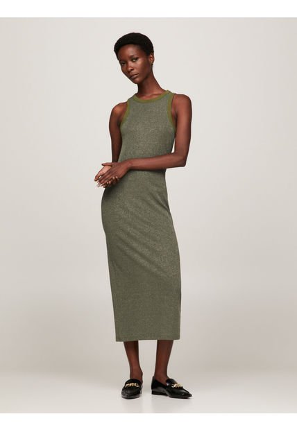 Vestido Midi Sin Mangas De Corte Slim Mujer Verde Tommy Hilfiger