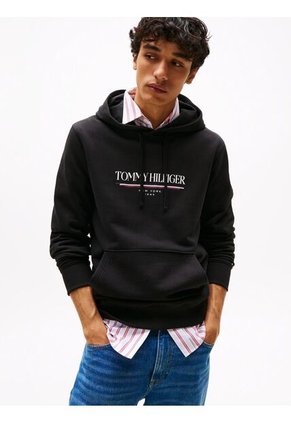 Buzo Negro Brand Love Con Capota Tommy Hilfiger