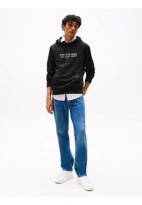 Buzo Negro Brand Love Con Capota Tommy Hilfiger