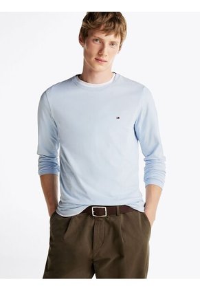 Camiseta Celeste De Manga Larga De Corte Slim Tommy Hilfiger