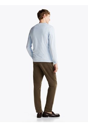 Camiseta Celeste De Manga Larga De Corte Slim Tommy Hilfiger