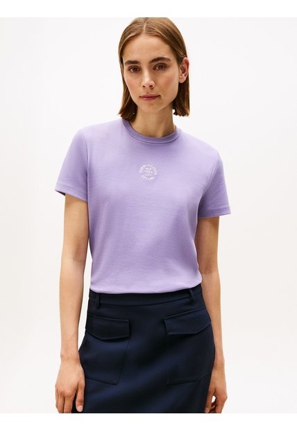 Camiseta Purpura De Corte Regular Con Diseño De Rayas Tommy Hilfiger
