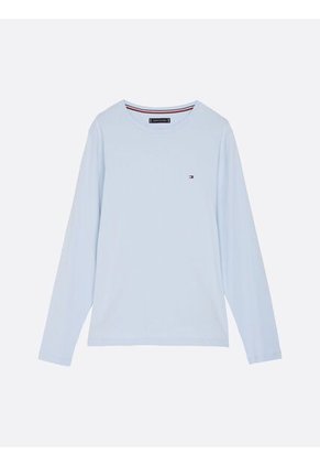Camiseta Celeste De Manga Larga De Corte Slim Tommy Hilfiger