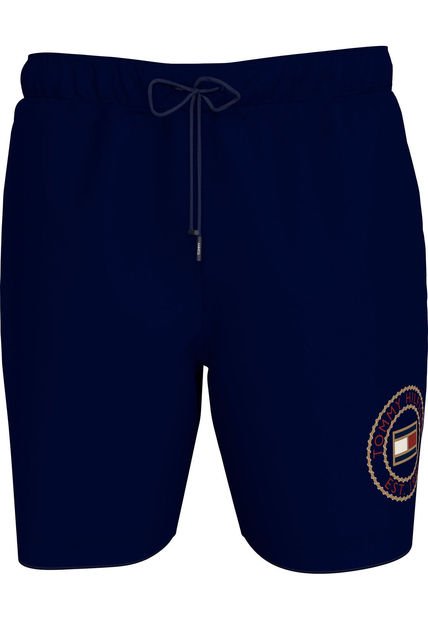 Pantaloneta Azul De Baño Largo Con Logo Y Cordón En La Cintura Tommy Hilfiger