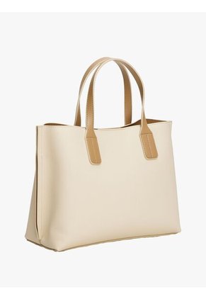 Bolso Beige Tote Con Placa Del Monograma TH Tommy Hilfiger