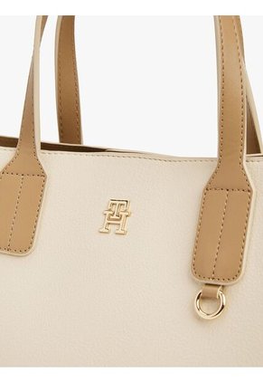 Bolso Beige Tote Con Placa Del Monograma TH Tommy Hilfiger
