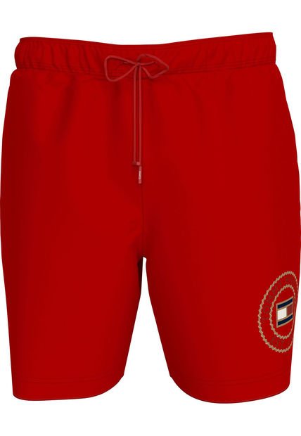 Pantaloneta Rojo De Baño Largo Con Logo Y Cordón En La Cintura Tommy Hilfiger