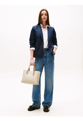 Bolso Beige Tote Con Placa Del Monograma TH Tommy Hilfiger