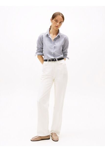 Camisa Azul De Popelín De Corte Regular Tommy Hilfiger