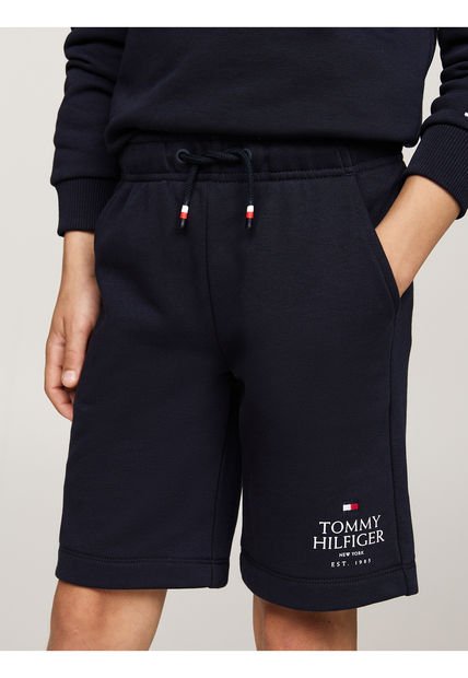 Bermudas Niño Azul Con Logo Tommy Hilfiger