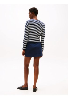 Chaqueta Azul Corta De Punto De Rayas Con Botones Dorados Tommy Hilfiger