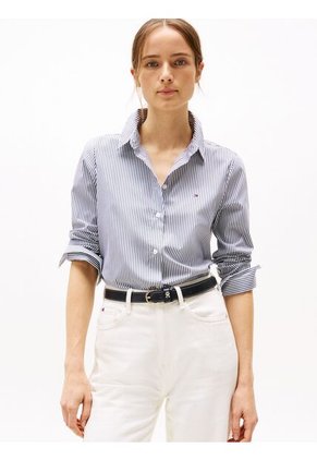 Camisa Azul De Popelín De Corte Regular Tommy Hilfiger