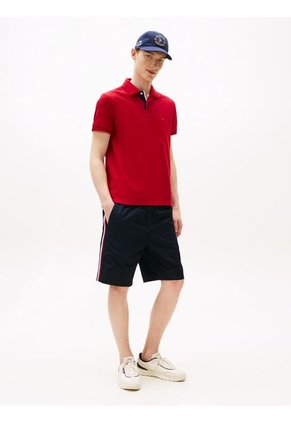 Polo Rojo De Corte Regular Con Tapeta Y Cuello A Contraste Tommy Hilfiger