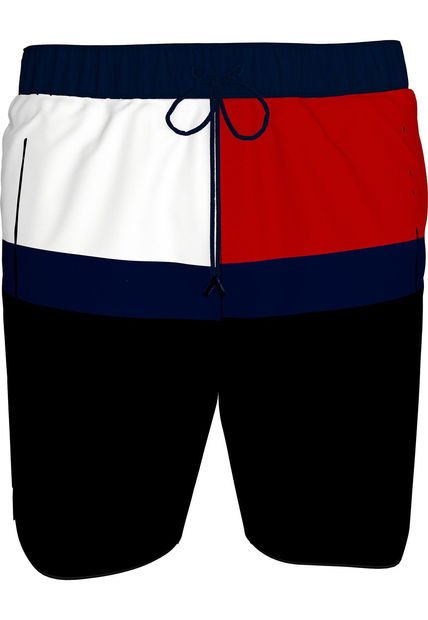 Pantaloneta De Baño Negra Con Cordón Tommy Hilfiger