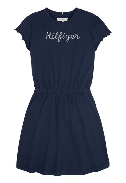 Vestido Azul De Punto Liso Con Manga Corta Japonesa Tommy Hilfiger