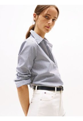 Camisa Azul De Popelín De Corte Regular Tommy Hilfiger