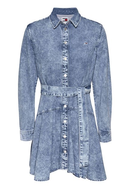 Vestido Azul Chambray Denim Con Logo Tommy Jeans