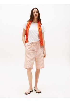 Camiseta Blanca Texturizada De Cuello Redondo Tommy Hilfiger