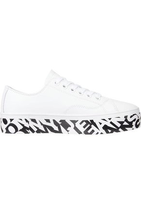 Tenis De Piel Con Suela Cupsole Mujer Blanco Tommy Hilfiger