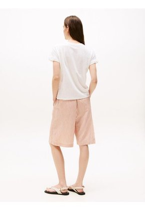 Camiseta Blanca Texturizada De Cuello Redondo Tommy Hilfiger