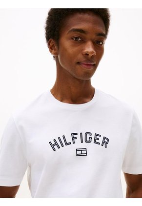 Camiseta Blanca Flock Con Logo Estampado Tommy Hilfiger
