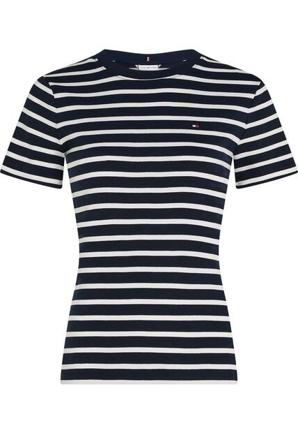 Camiseta Azul Slim De Cuello Redondo Tommy Hilfiger