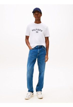 Camiseta Blanca Flock Con Logo Estampado Tommy Hilfiger